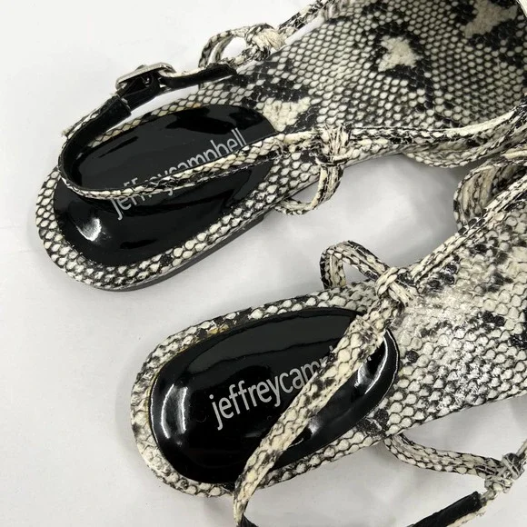 JEFFREY CAMPBELL Shoes Women 7.5 Black Snake Myron Slingback Flat Pointy Leather - Picture 6 of 10